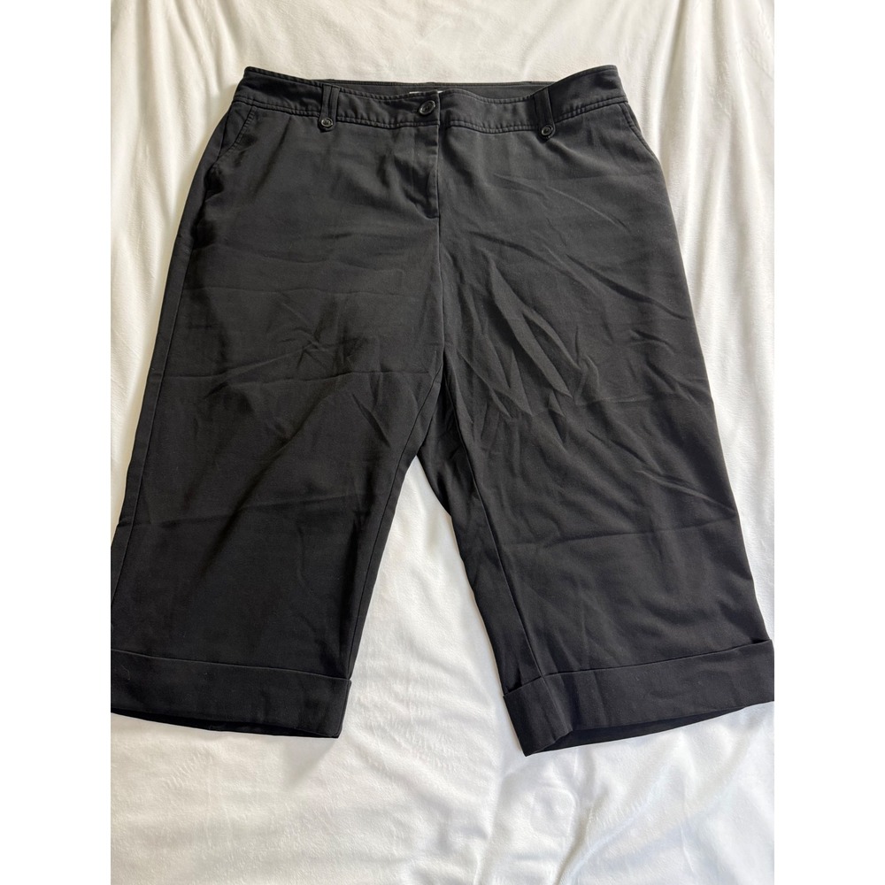Dressbarn Black Capri Pants Cuffed Hem Cropped Trousers Women Plus Size